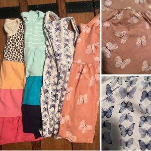 Girls Butterfly & Colorblock Dress Bundle - Pink, Coral, Mint, Navy